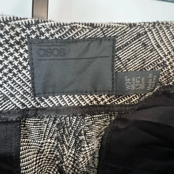 ASOS Men’s Black and White Plaid Dress Pants size 34”x 34” - Picture 4 of 8